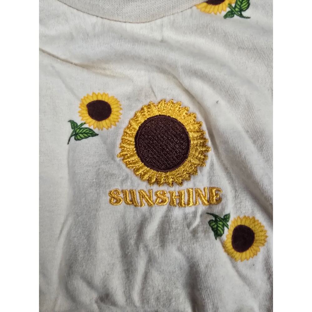 Crown of Hearts Girls Sz 6 Short Sleeve T Shirt Sunflower Flower Embroidered - Picture 5 of 7